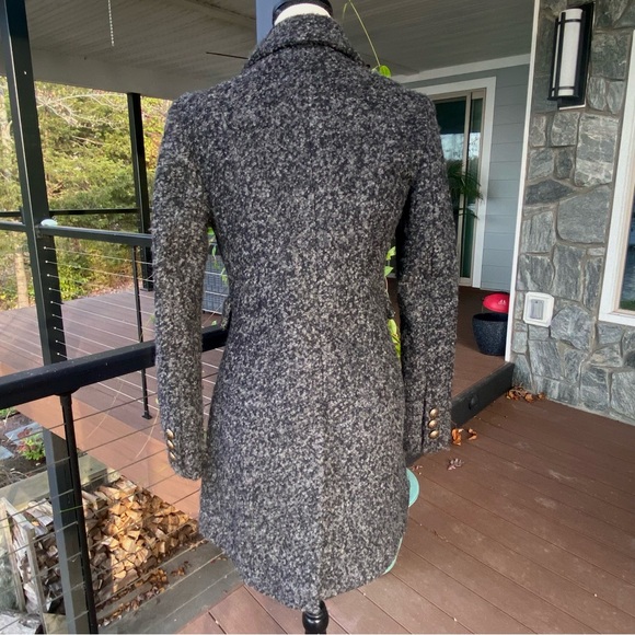 ❤️Laundry by Shelli Segal ❤️ 2. Grey Bouclè Coat w/ Brass buttons, flared style - Picture 3 of 16